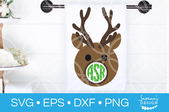 Reindeer Monogram SVG Bundle Deer in Illustrations - product preview 1