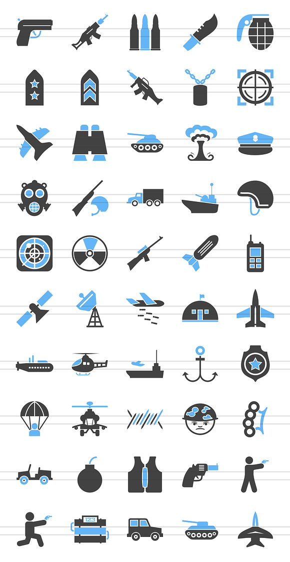 50 Military Blue & Black Icons in Graphics - product preview 1