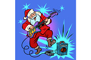 playing the electric guitar. Santa