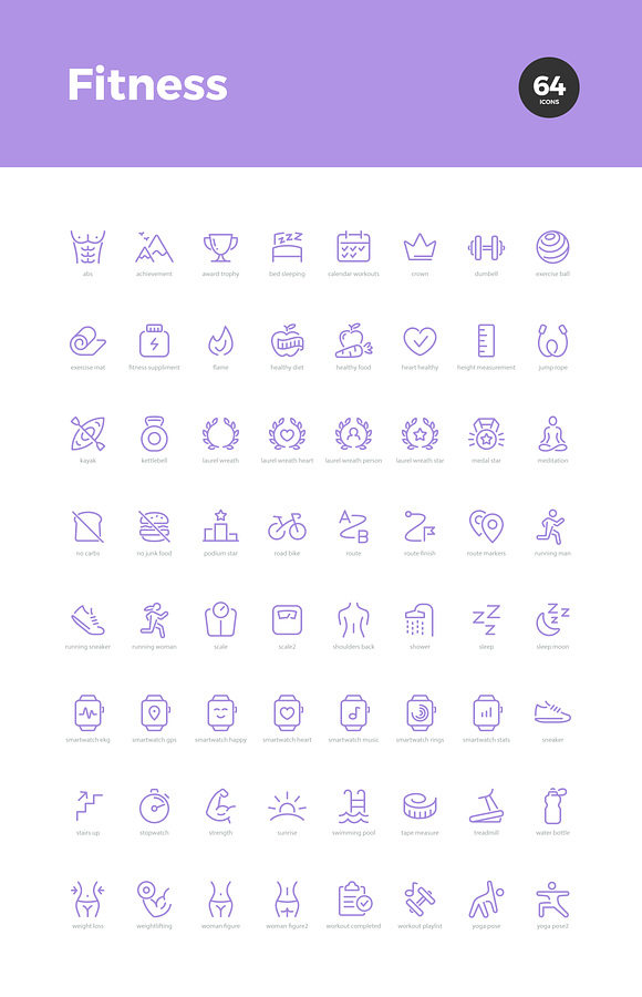 Fitness Line Icons in Simple Line Icons - product preview 5