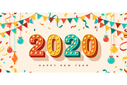 2020 New Year retro card