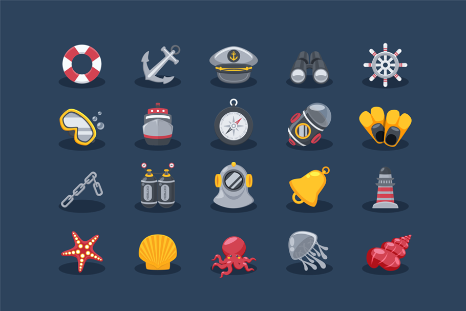 Sea Elements Icons in Illustrations - product preview 8