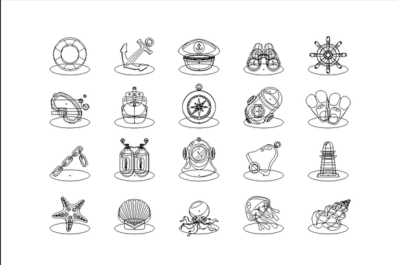 Sea Elements Icons in Illustrations - product preview 1