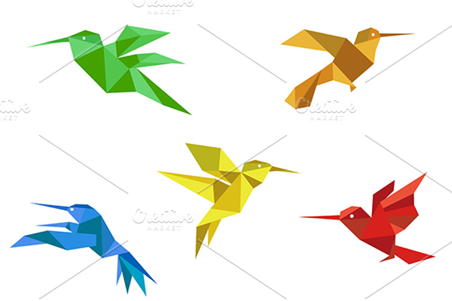 Origami hummingbirds set in Graphics - product preview 8