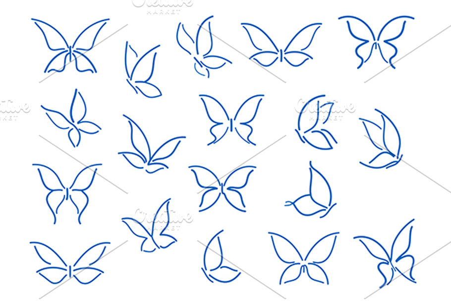 Set of butterfly silhouettes in Graphics - product preview 8