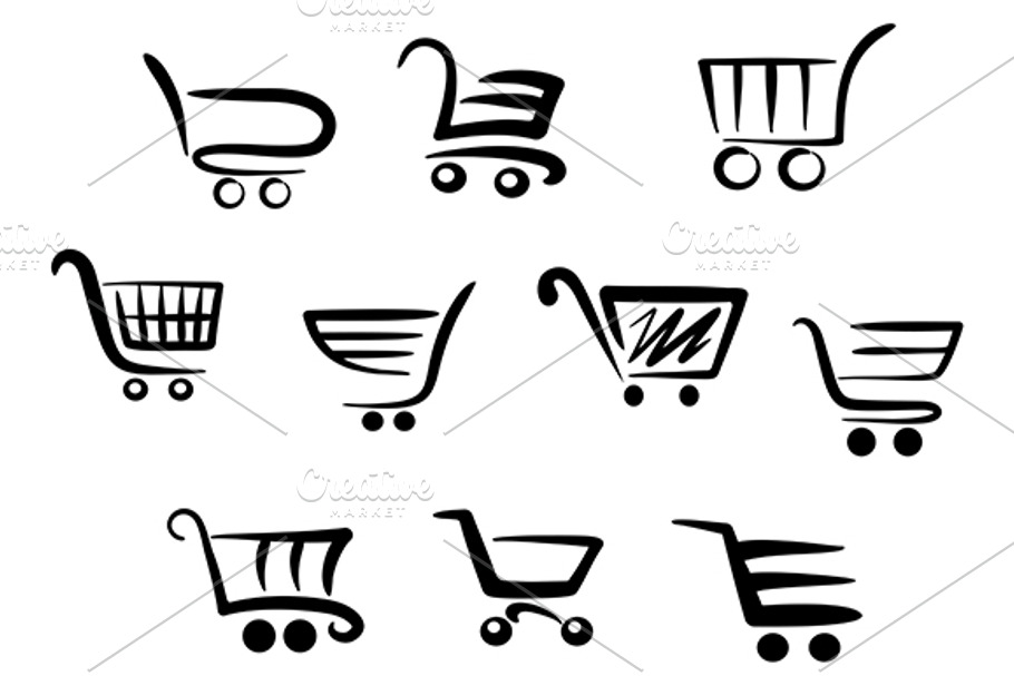 Shopping cart icons in Graphics - product preview 8