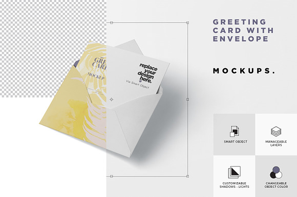 Greeting Card Mockup with Envelop in Branding Mockups - product preview 4