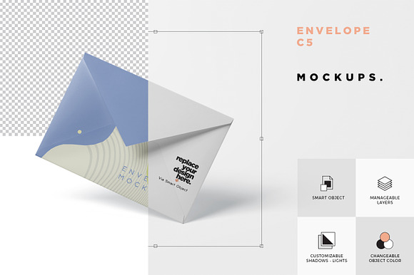 Envelope C5 / 6 Mock-Up in Branding Mockups - product preview 6