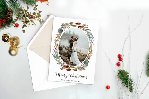 Christmas Card Photo Template in Card Templates - product preview 1