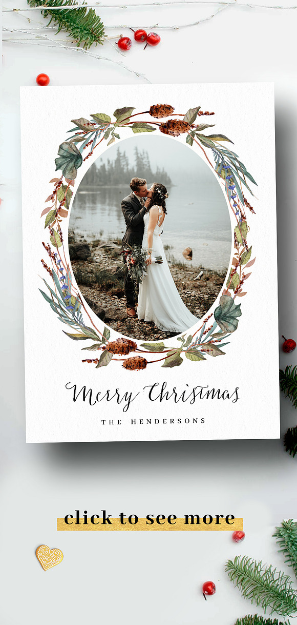 Christmas Card Photo Template in Card Templates - product preview 5