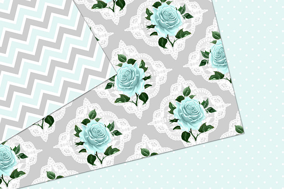 Aqua and Gray Shabby Digital Paper in Patterns - product preview 1