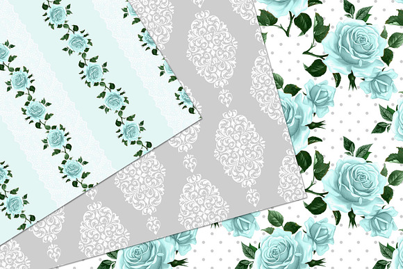 Aqua and Gray Shabby Digital Paper in Patterns - product preview 2