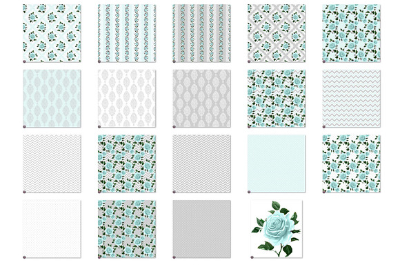 Aqua and Gray Shabby Digital Paper in Patterns - product preview 3