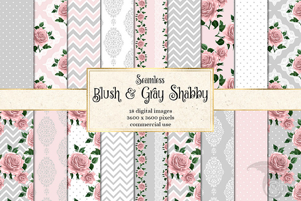 Blush and Gray Shabby Digital Paper