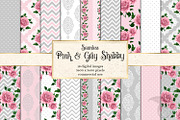 Pink and Gray Shabby Digital Paper