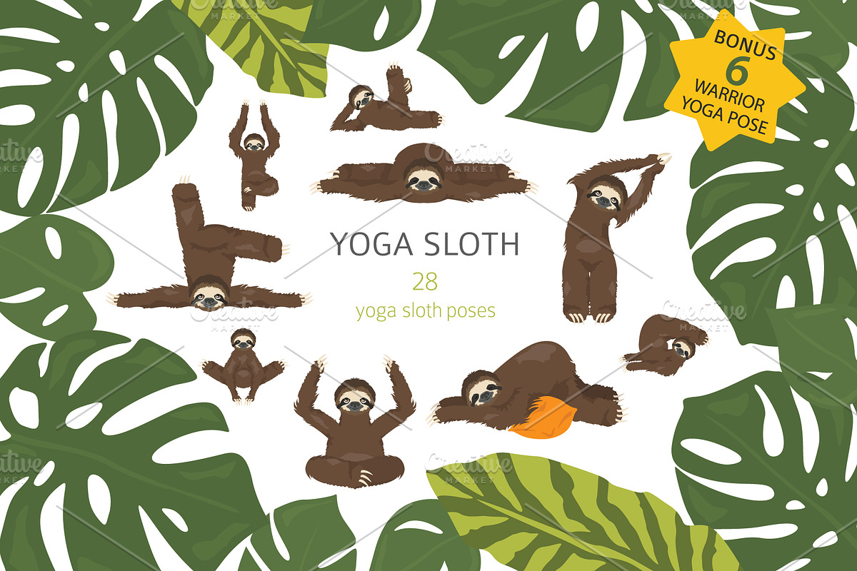 Yoga Sloth in Illustrations - product preview 8