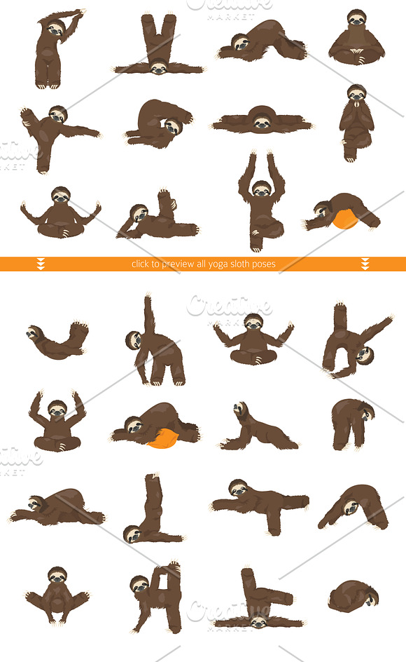 Yoga Sloth in Illustrations - product preview 1