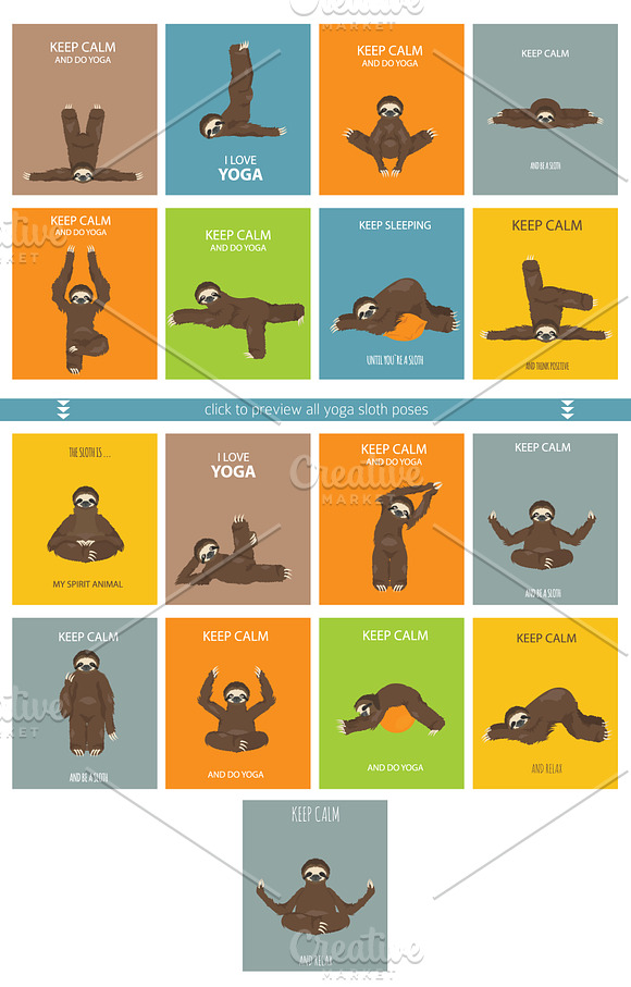 Yoga Sloth in Illustrations - product preview 2
