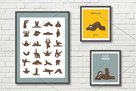 Yoga Sloth in Illustrations - product preview 3