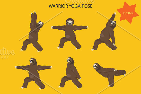 Yoga Sloth in Illustrations - product preview 5