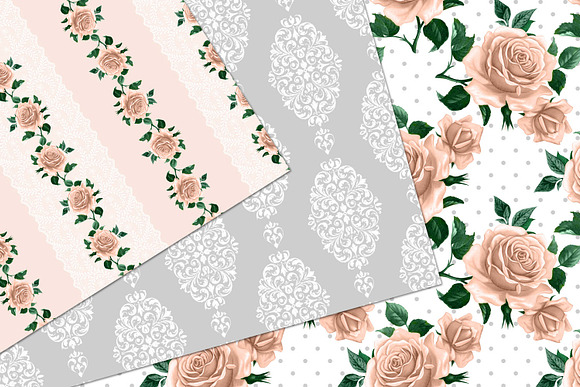 Peach and Gray Shabby Digital Paper in Patterns - product preview 1