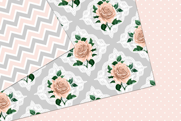 Peach and Gray Shabby Digital Paper in Patterns - product preview 2
