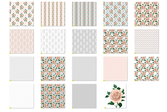 Peach and Gray Shabby Digital Paper in Patterns - product preview 3