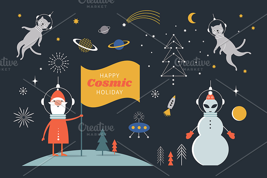 Happy Cosmic Holidays! in Illustrations - product preview 8