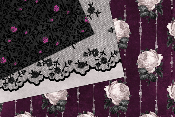 Gothic Purple Rose Digital Paper in Patterns - product preview 2