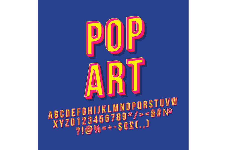 Pop art vintage 3d vector lettering in Add-Ons - product preview 8
