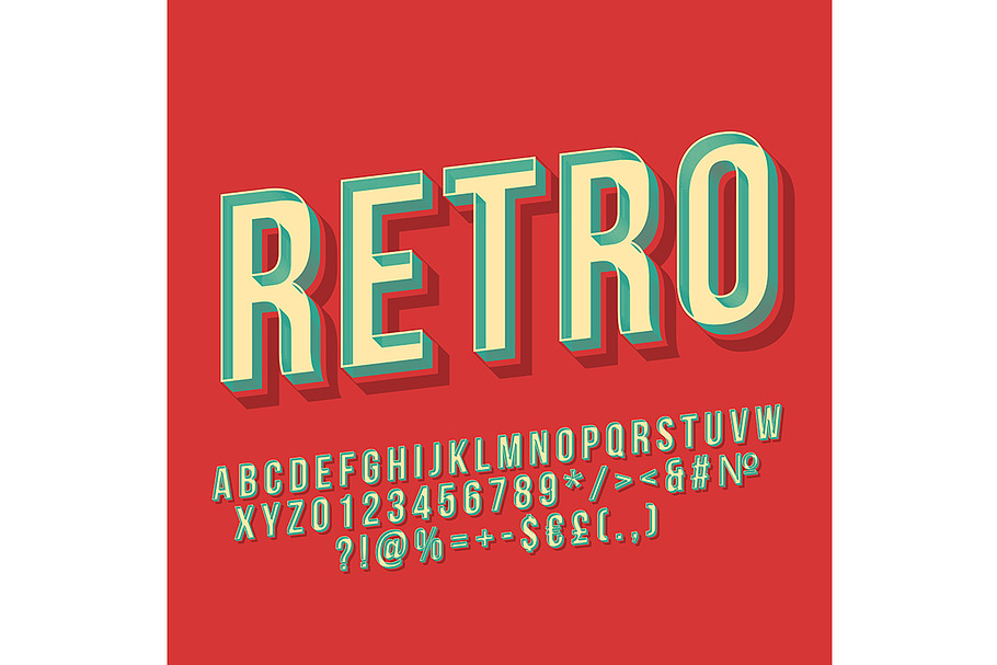 Retro vintage 3d vector lettering in Add-Ons - product preview 8