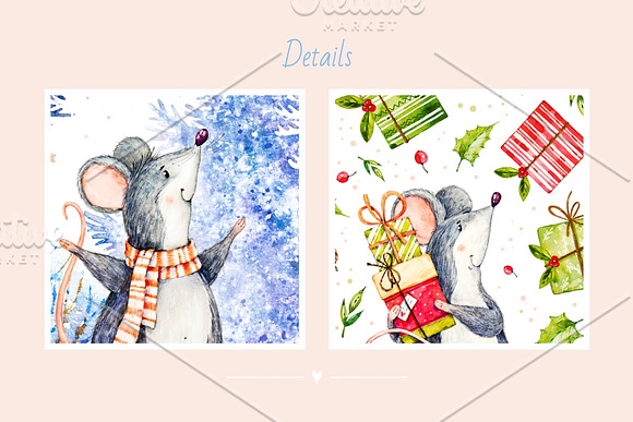 Christmas mouse in Illustrations - product preview 4