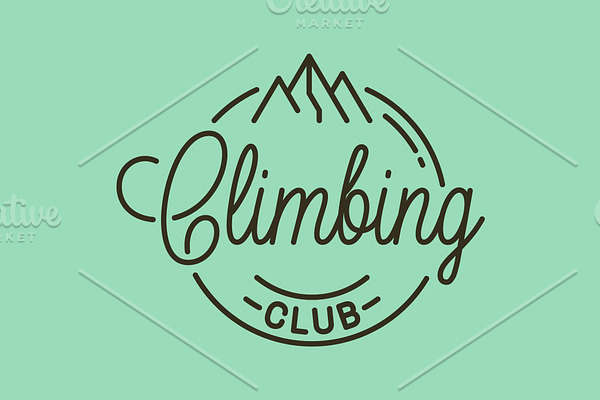 Climbing club logo. Round linear.