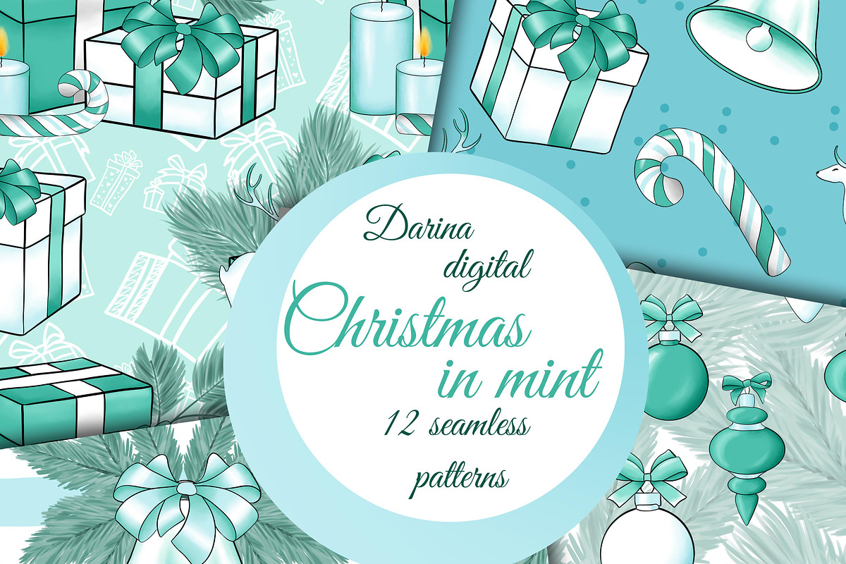Christmas in mint pattern in Patterns - product preview 8