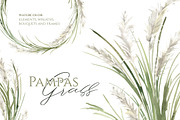 Watercolor Pampas Grass Greenery
