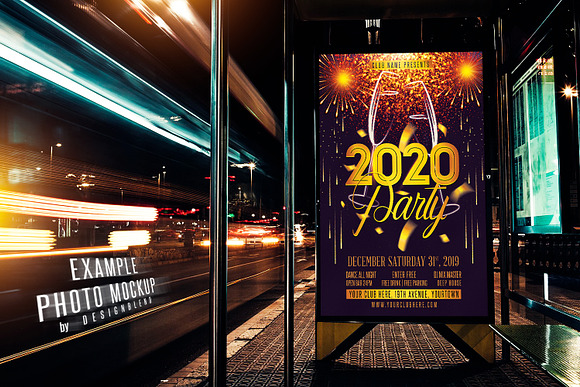 Happy New Year 2020 Flyer in Invitation Templates - product preview 2