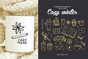 Cozy winter cliparts and patterns