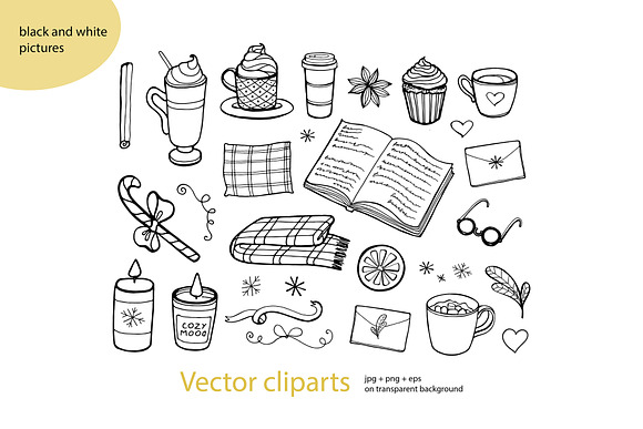 Cozy winter cliparts and patterns in Illustrations - product preview 1
