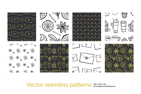Cozy winter cliparts and patterns in Illustrations - product preview 3