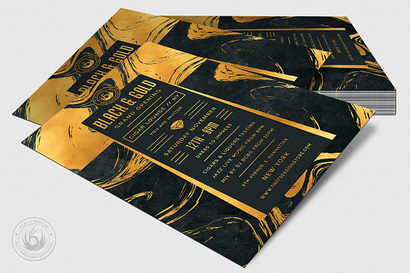 Black and Gold Flyer Template V12 in Invitation Templates - product preview 3