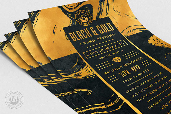 Black and Gold Flyer Template V12 in Invitation Templates - product preview 4