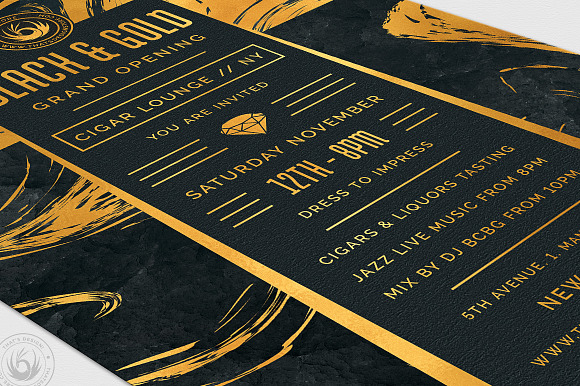 Black and Gold Flyer Template V12 in Invitation Templates - product preview 5