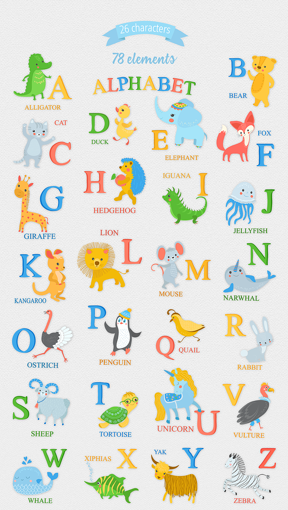 Alphabet Zoo Illustration Set in Illustrations - product preview 10