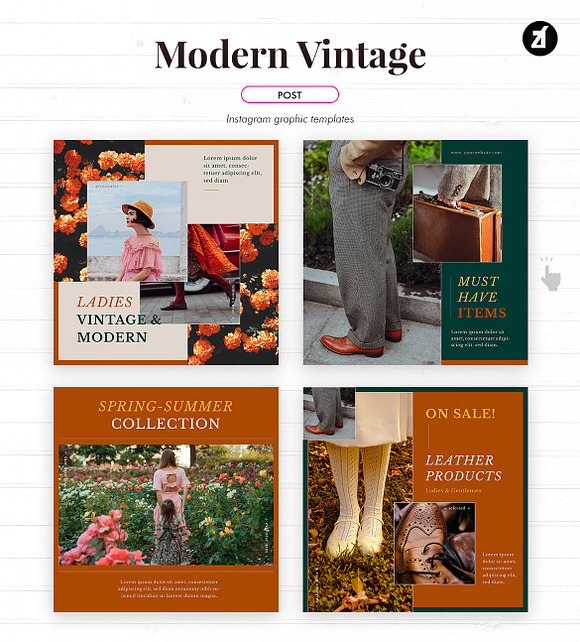 Modern vintage social media graphic in Instagram Templates - product preview 2