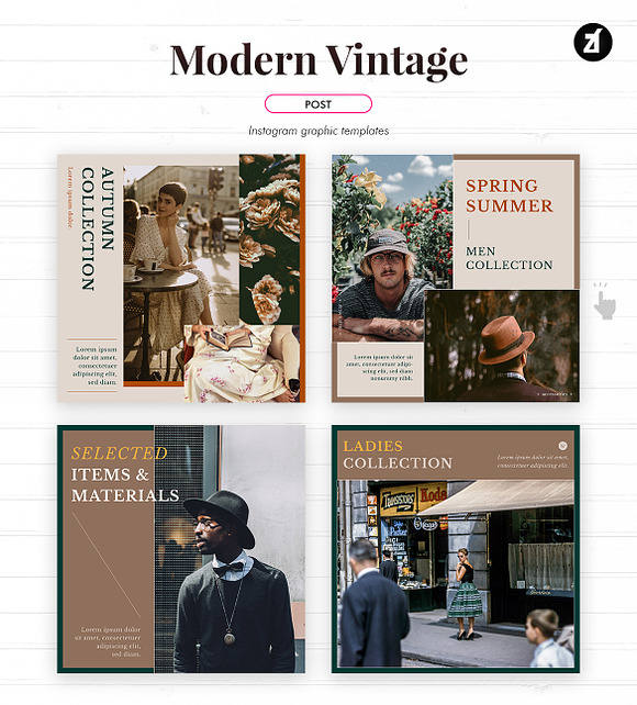 Modern vintage social media graphic in Instagram Templates - product preview 3