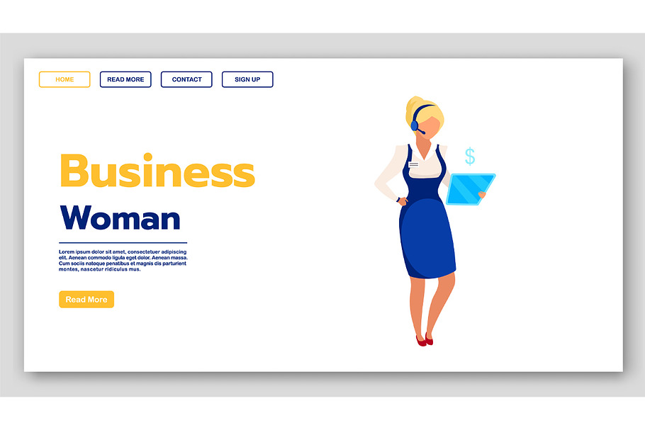 Business woman landing page in Landing Page Templates - product preview 8