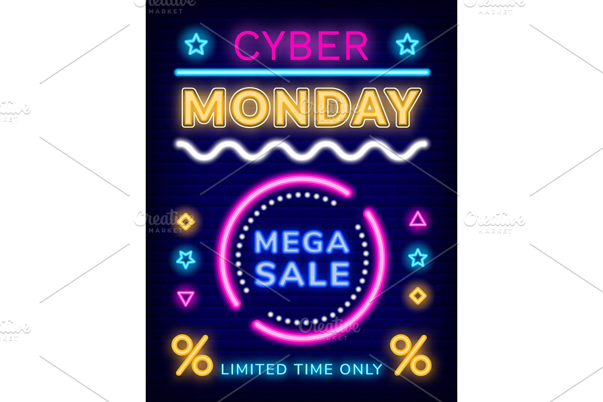 Mega Sale on Cyber Monday, Neon in Illustrations - product preview 8