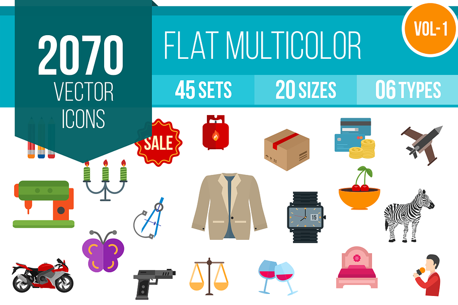 2070 Flat Multicolor Icons (V1) in Animal Emoticons - product preview 8