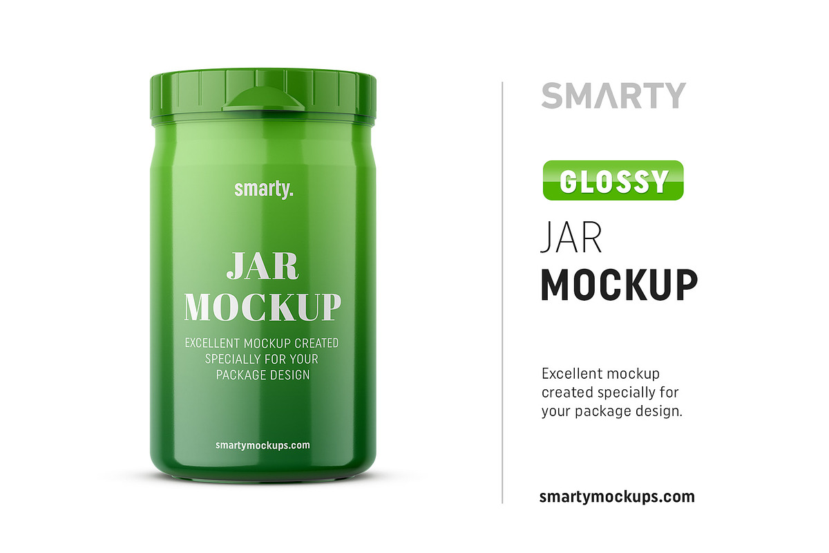 Plastic glossy jar mockup in Product Mockups - product preview 8