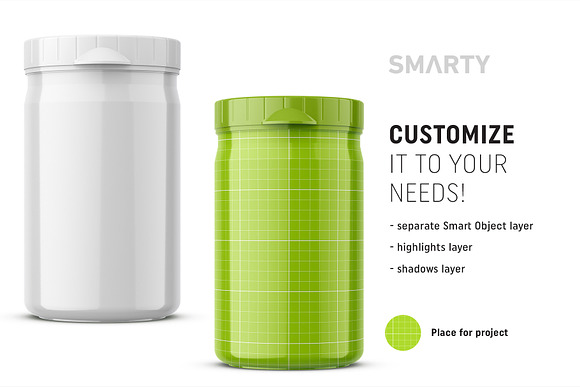 Plastic glossy jar mockup in Product Mockups - product preview 1